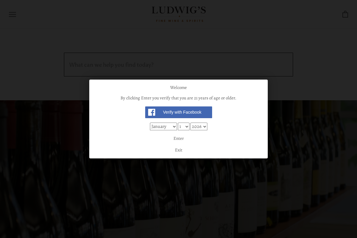 Ludwig Fine Wine homepage screenshot