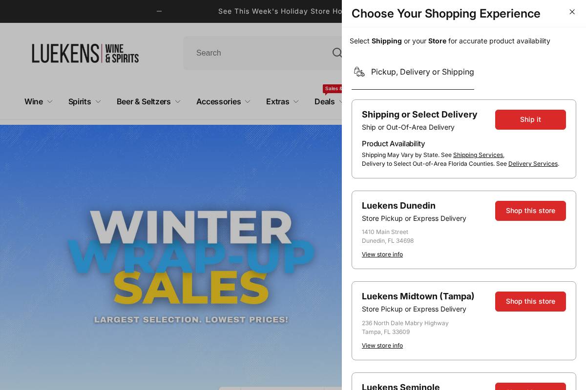 Luekens Liquors homepage screenshot