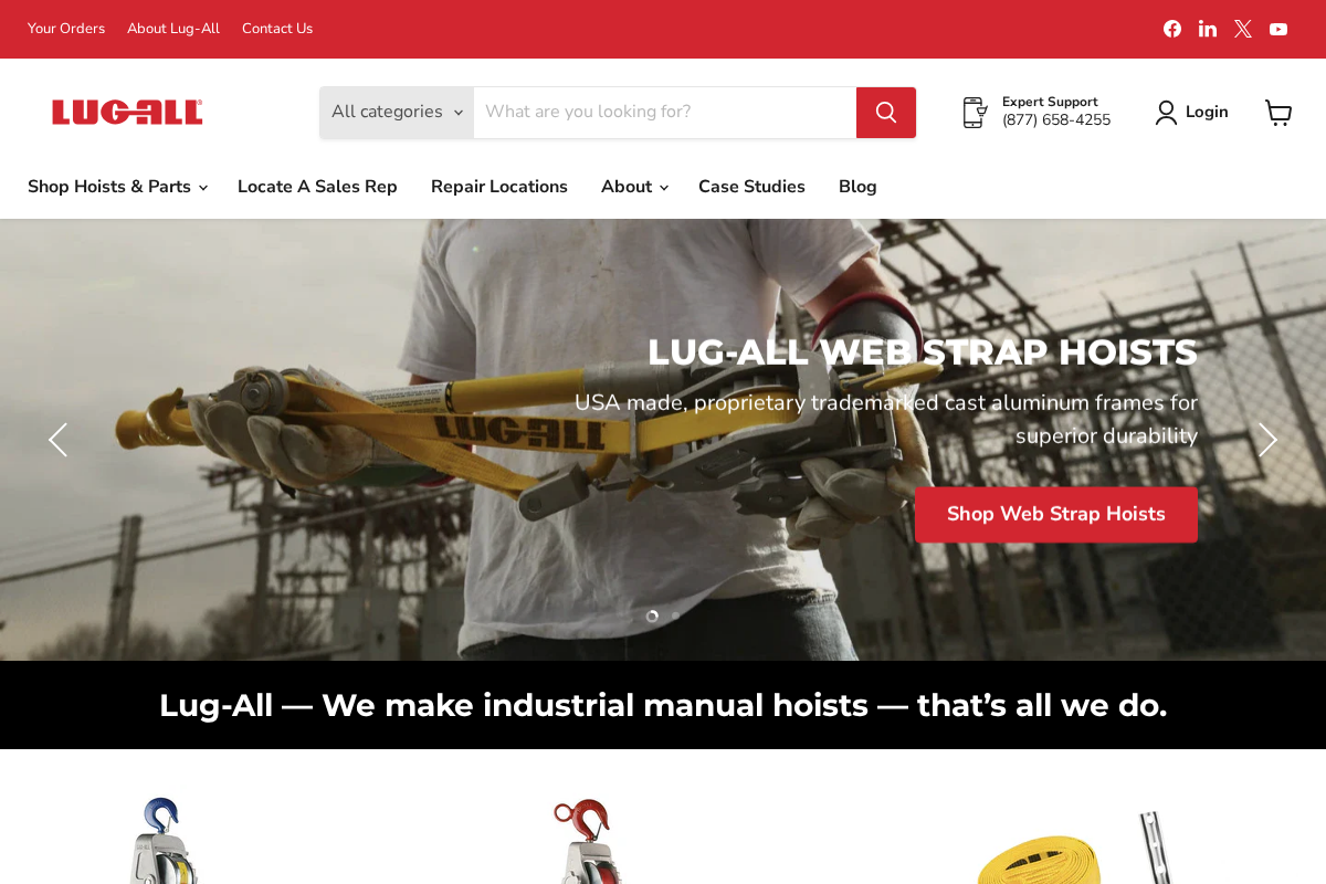 Lug-All.com homepage screenshot