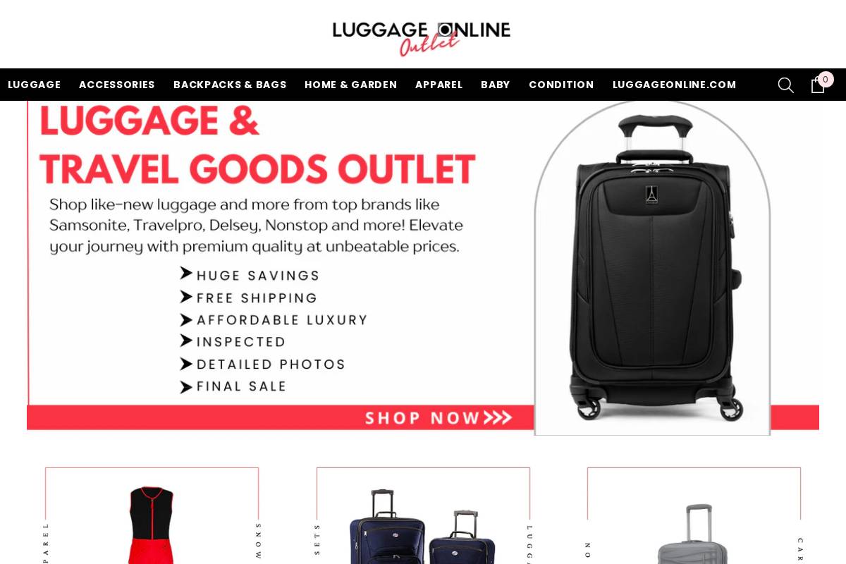 luggageonlineoutlet.com homepage screenshot