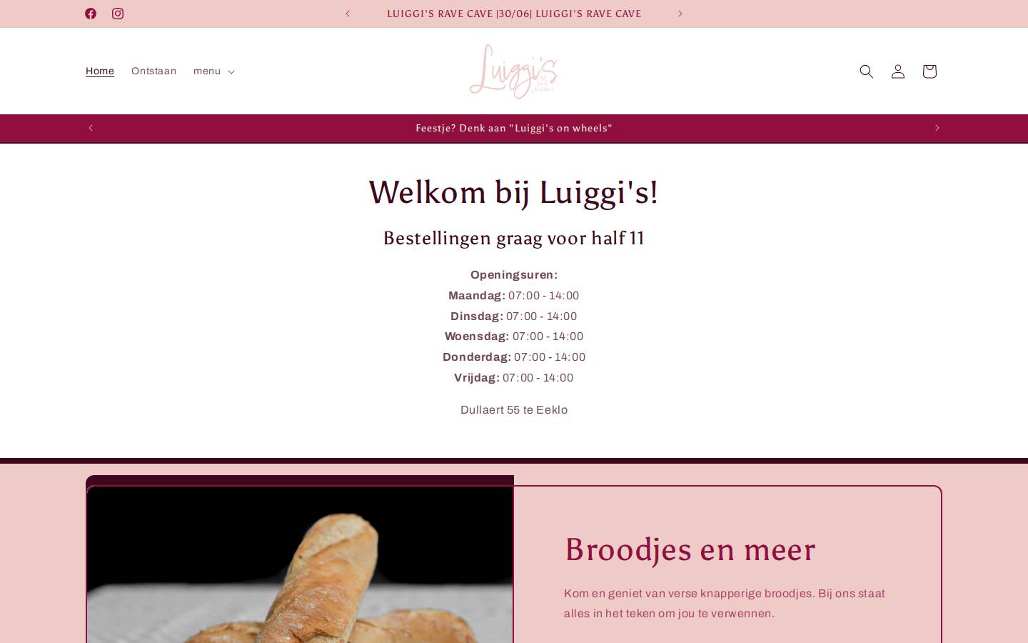 luiggis.be homepage screenshot