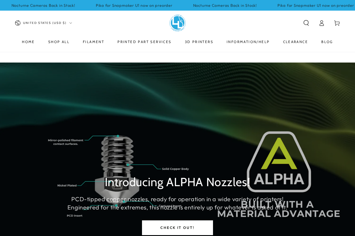 Lukes Laboratory homepage screenshot