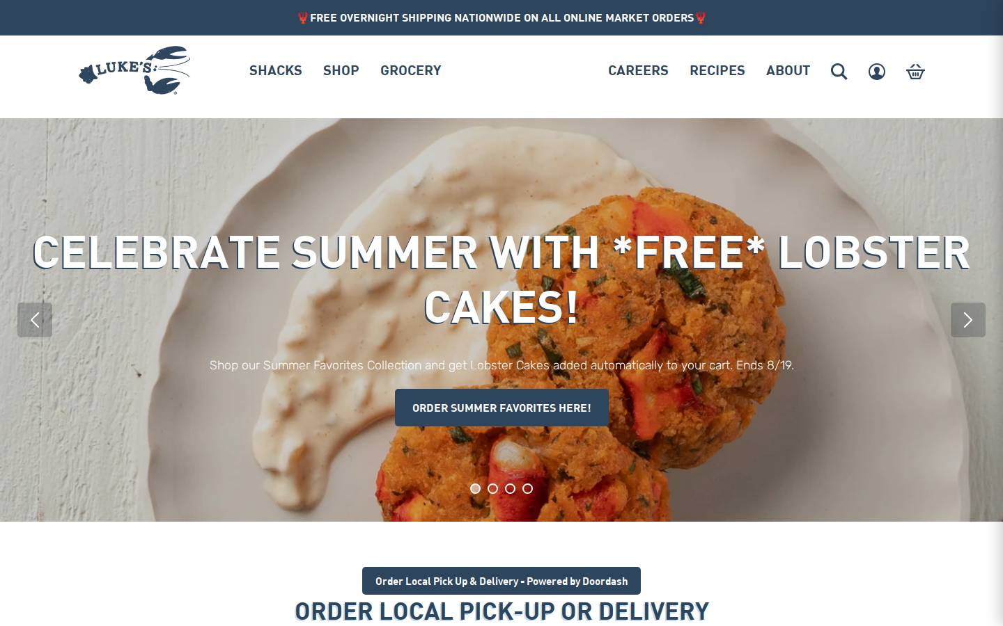 lukeslobster.com homepage screenshot