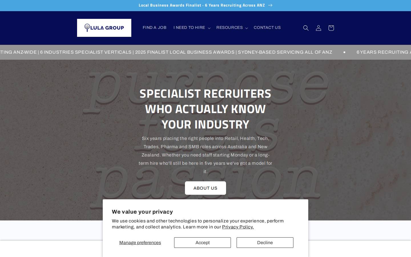 lulagroup.com.au homepage screenshot