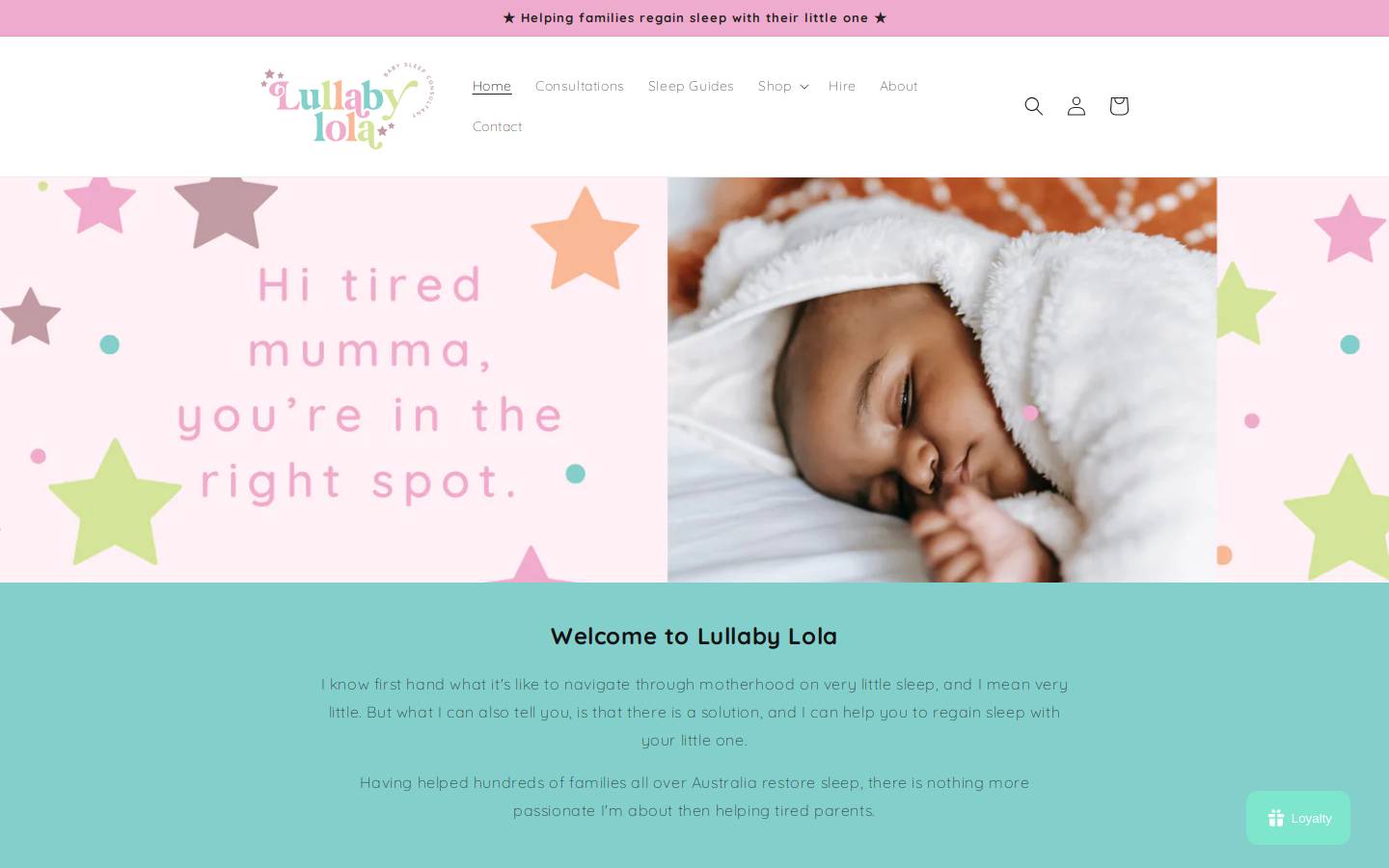 lullabylola.com.au homepage screenshot