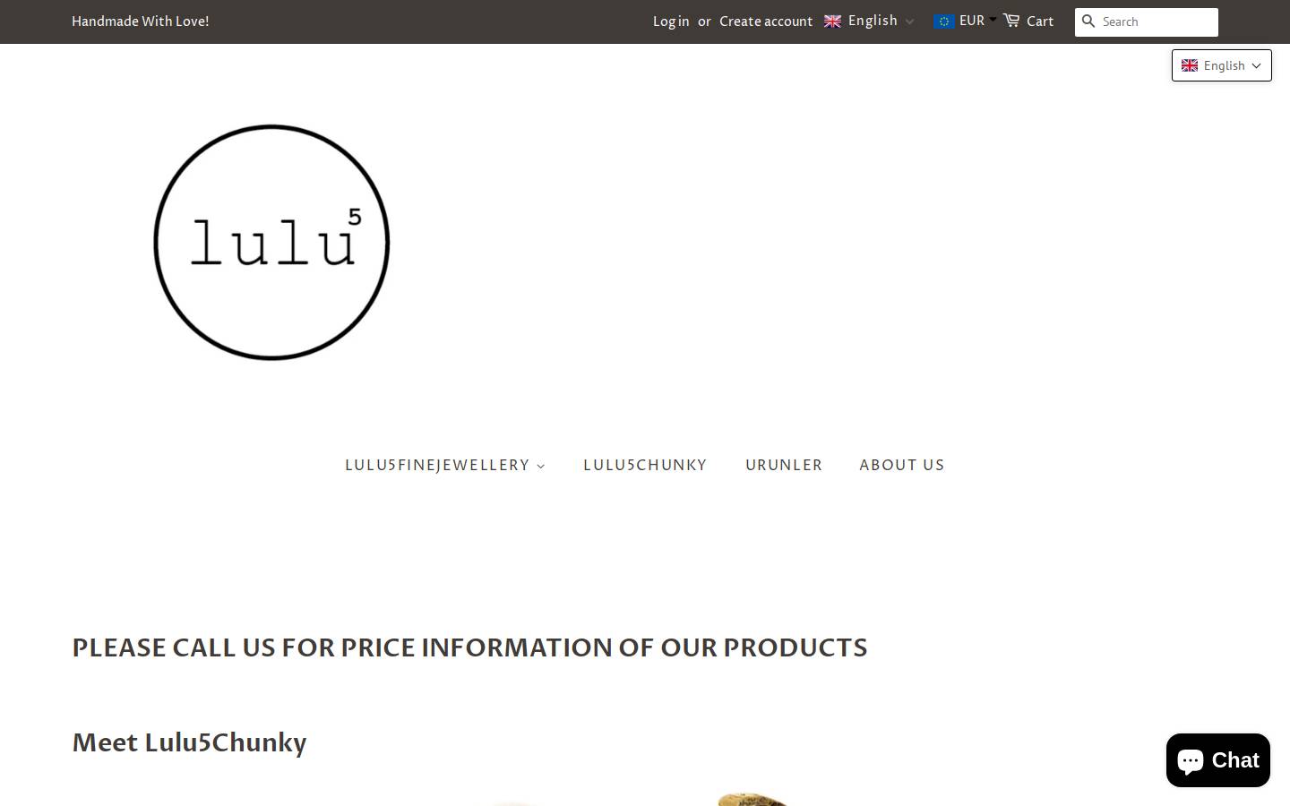 lulu5finejewellery.com homepage screenshot