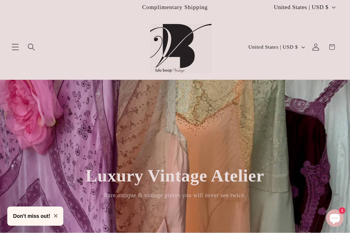 luluboopvintage.com homepage screenshot
