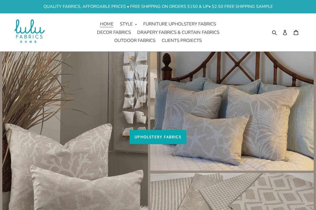 lulufabrics.com homepage screenshot