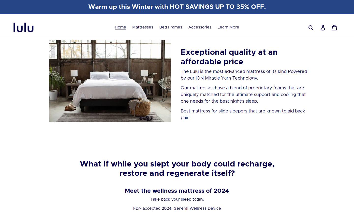 lulumattress.com homepage screenshot