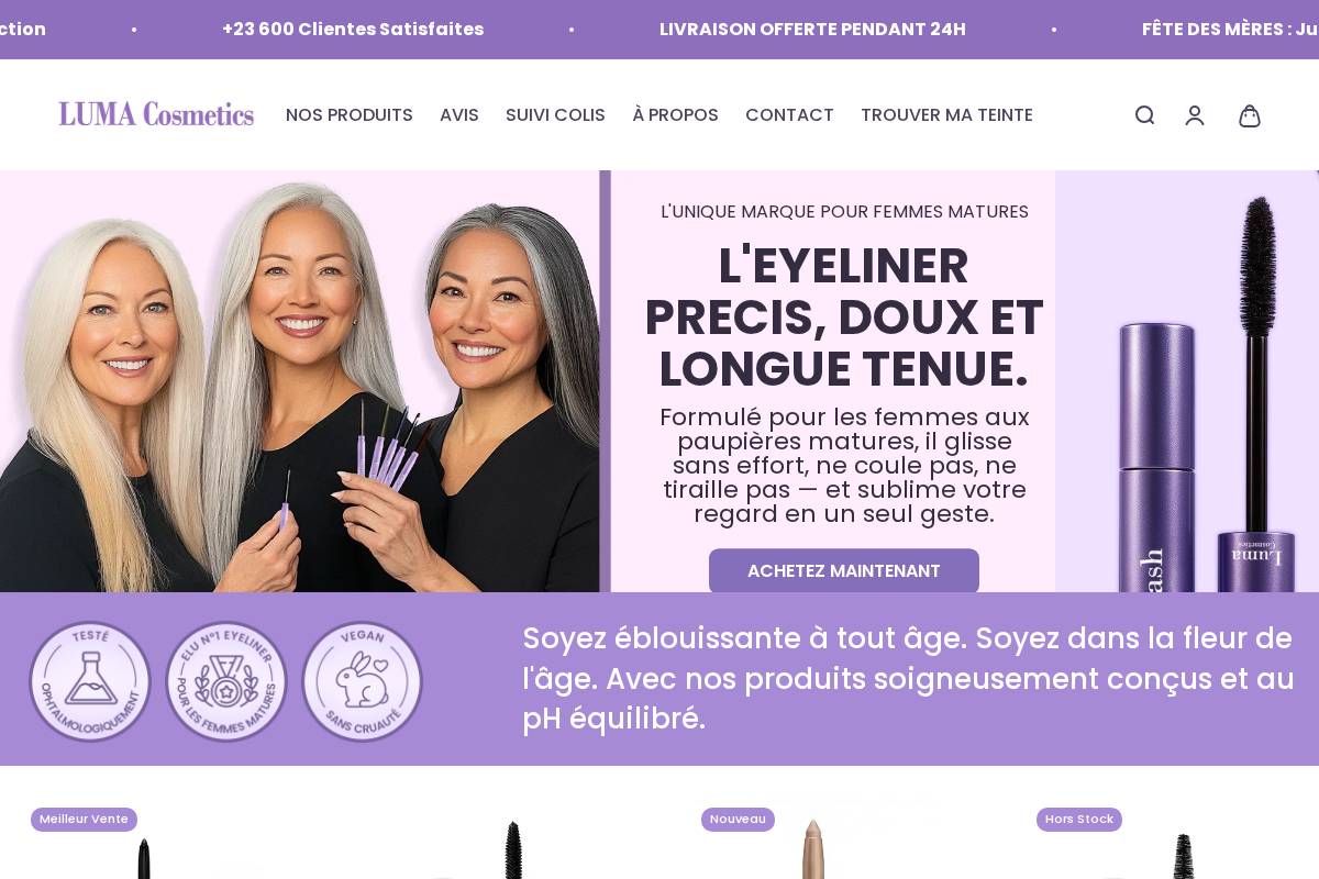 Luma Cosmetics homepage screenshot