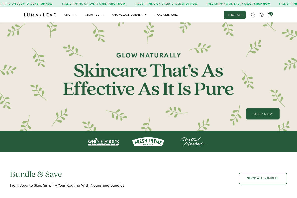 Luma & Leaf homepage screenshot