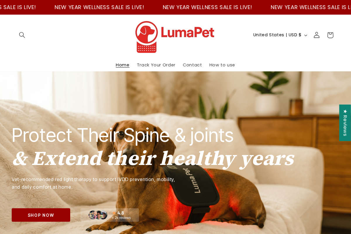 Lumapet homepage screenshot