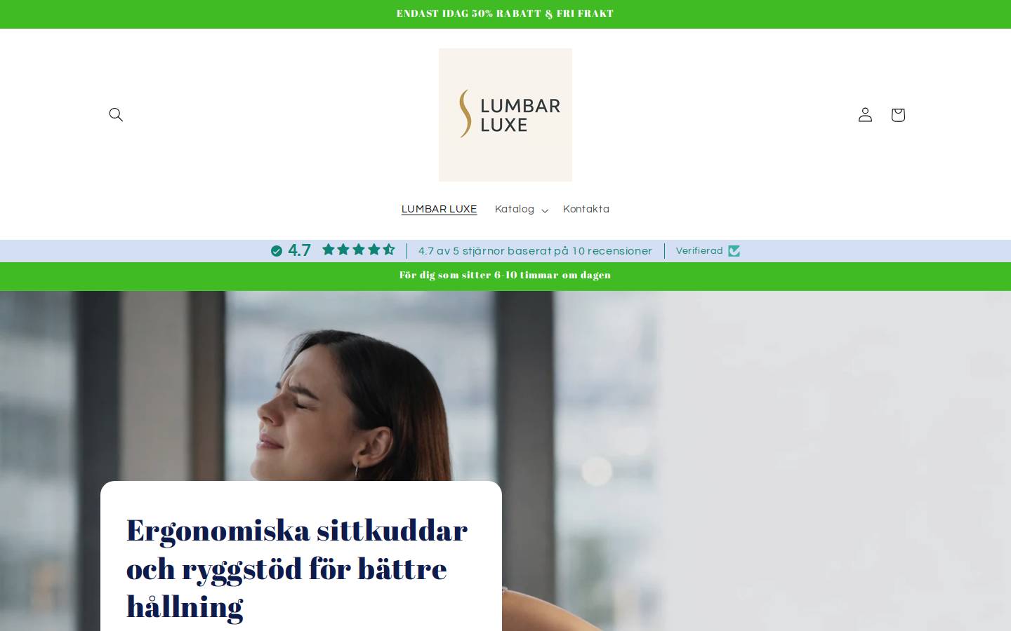 lumbarluxe.se homepage screenshot