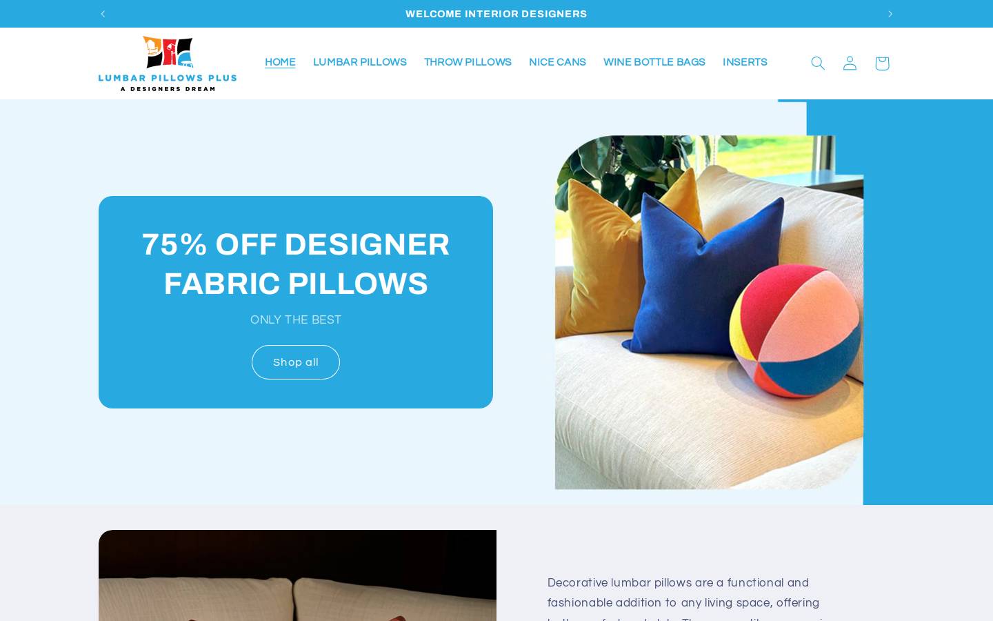 lumbarpillowsplus.com homepage screenshot