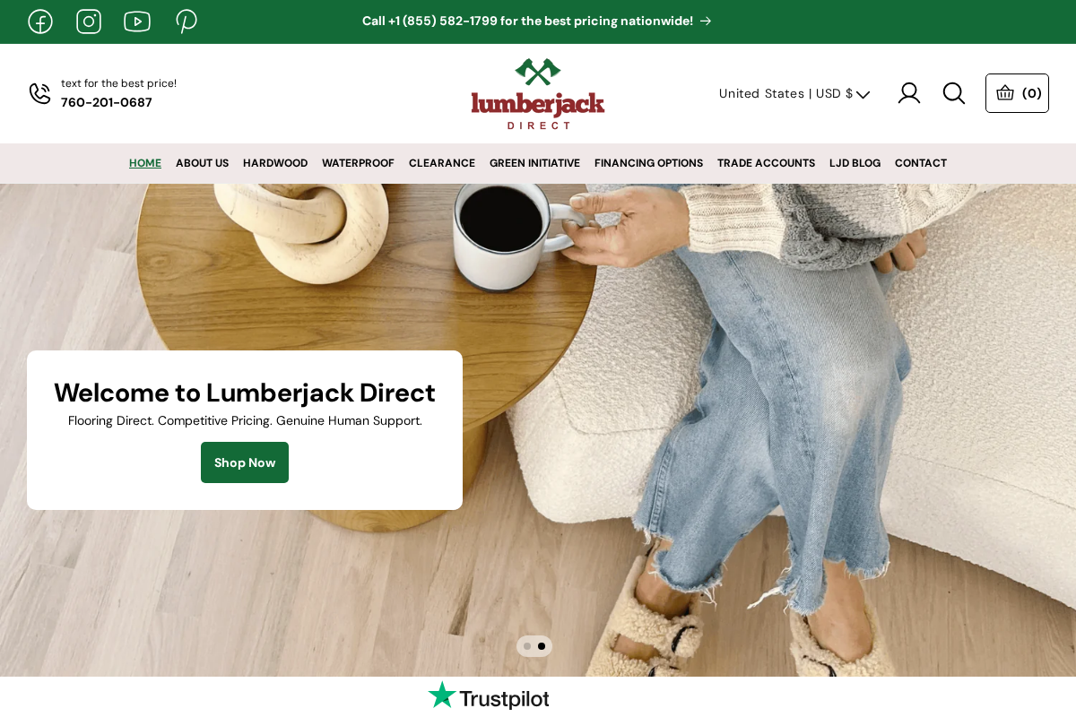 Lumberjack Direct homepage screenshot