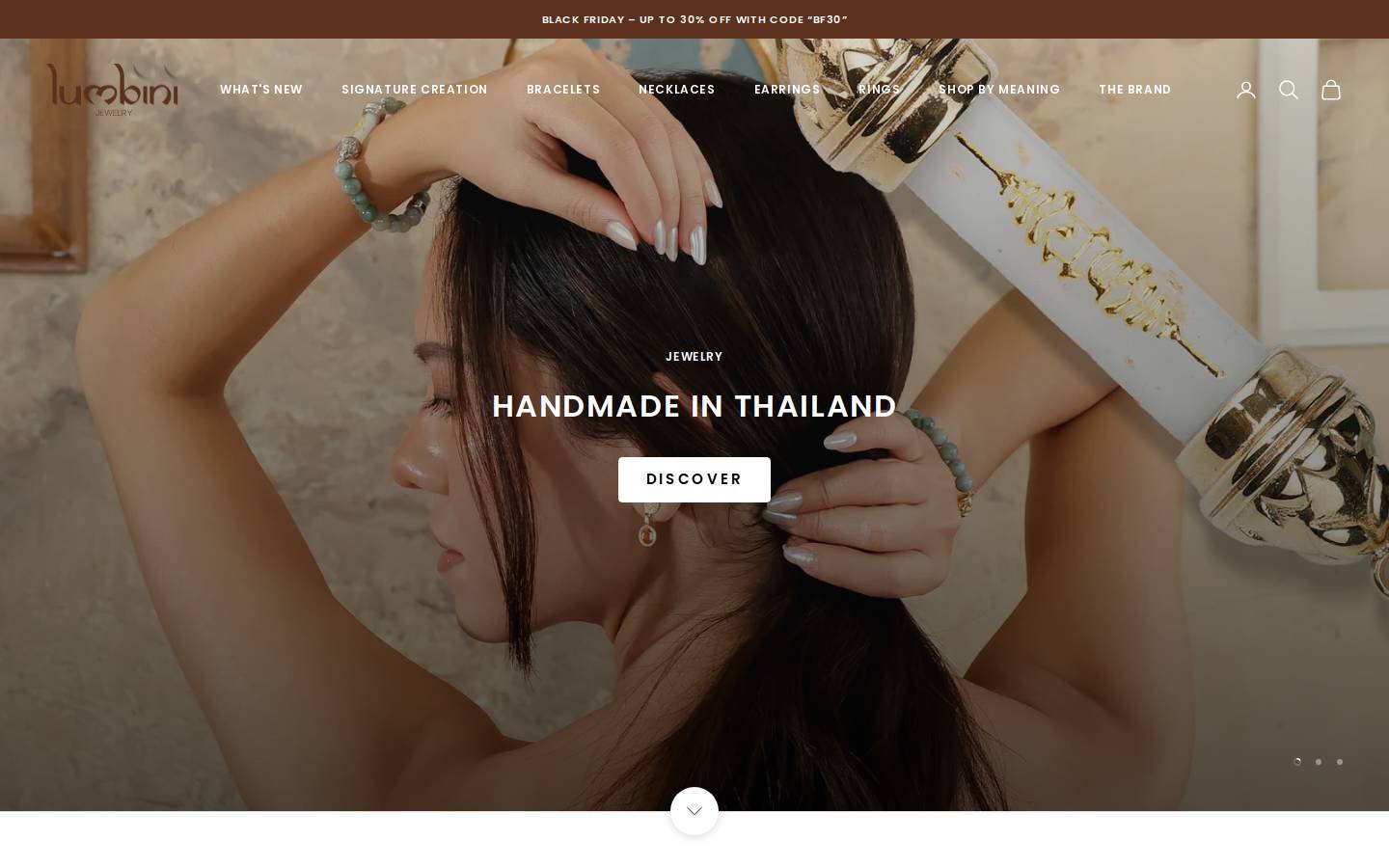 Lumbini Jewelry homepage screenshot