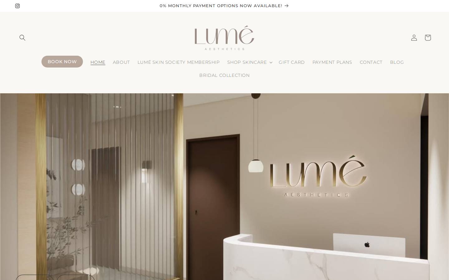 lumeaestheticsclinic.com homepage screenshot