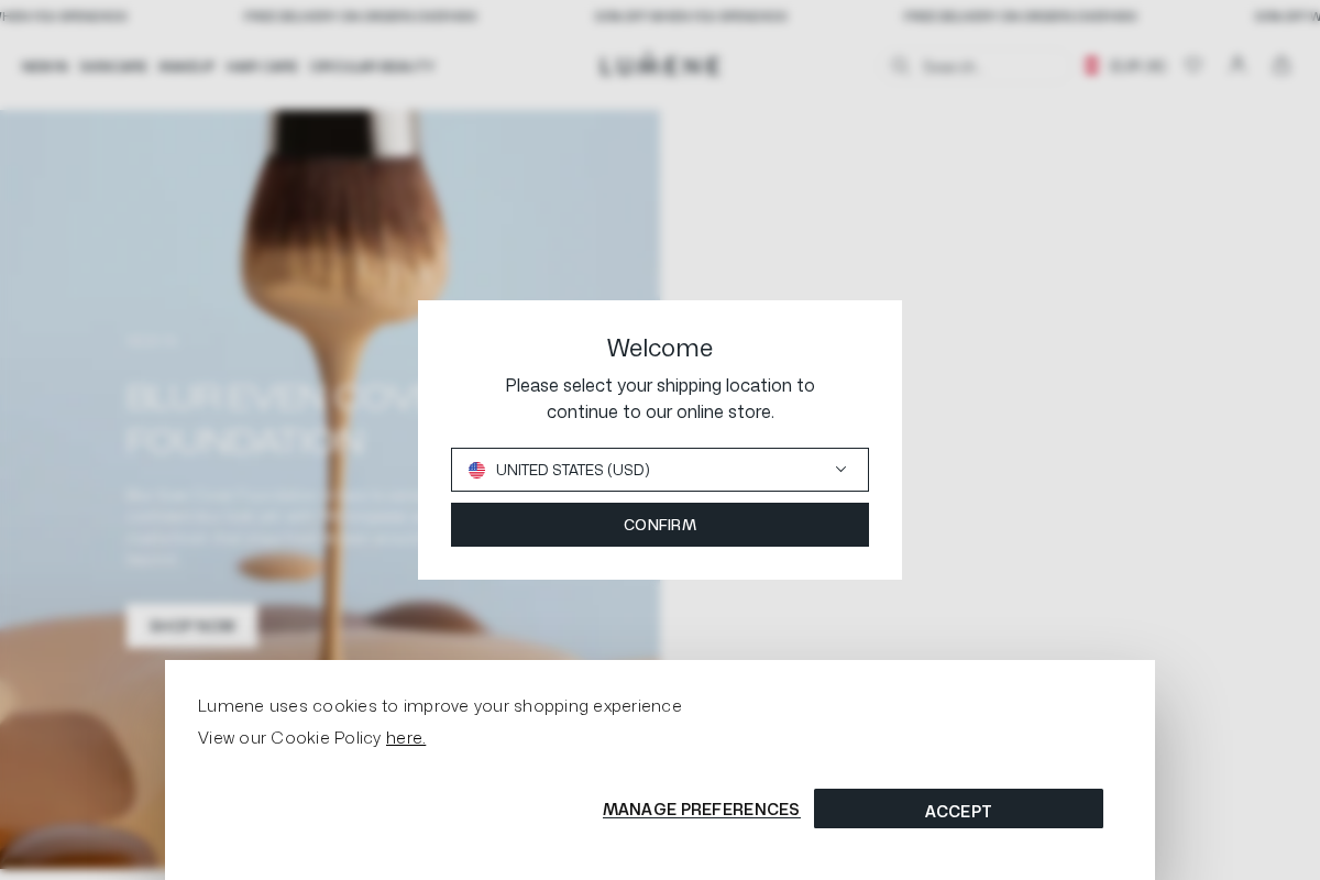 Lumene USA homepage screenshot