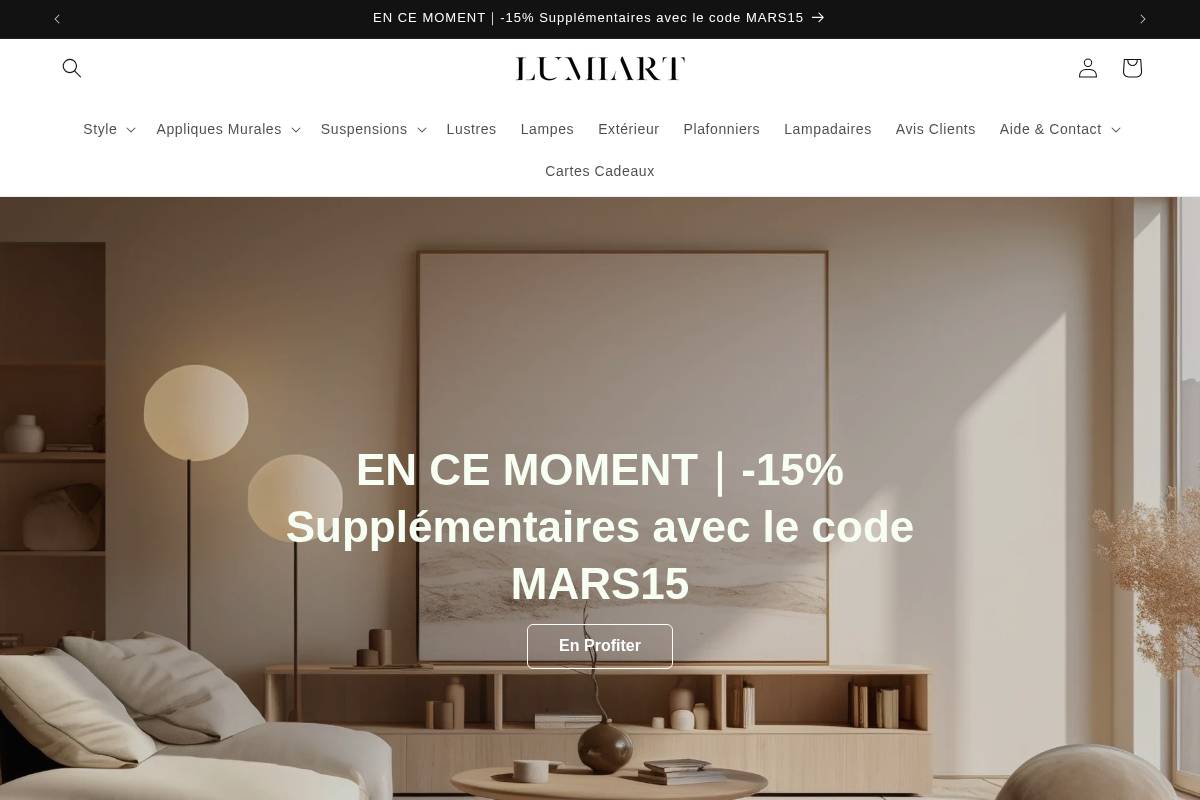 Lumiart homepage screenshot