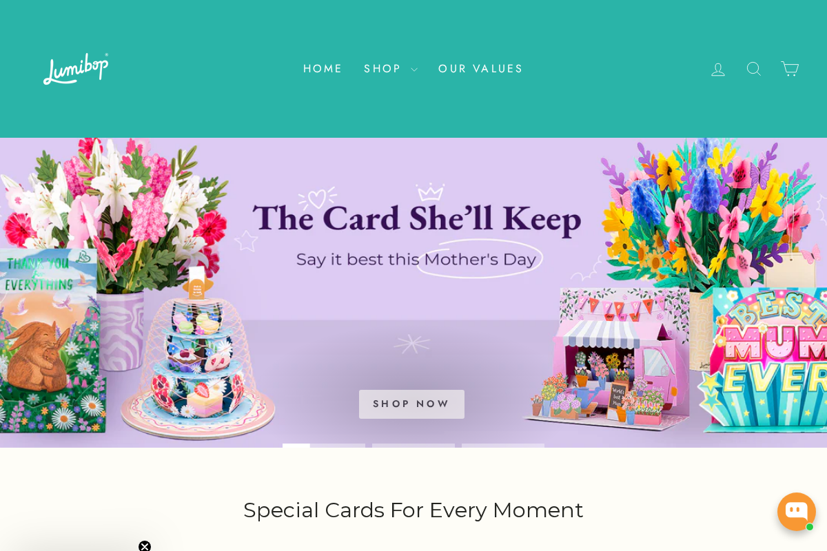 Lumibop homepage screenshot