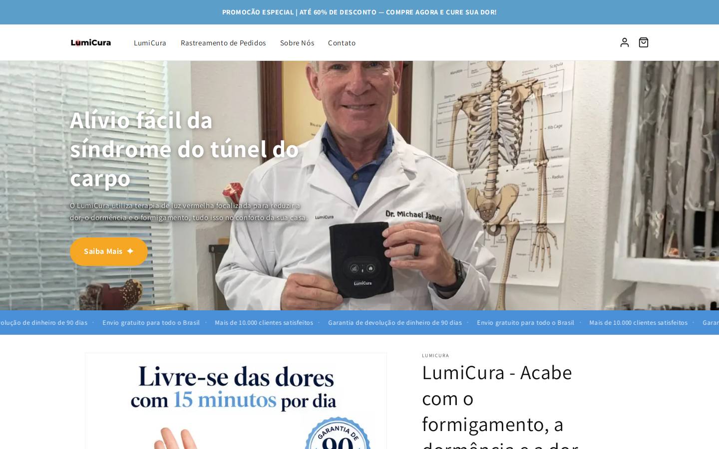 lumicura-loja.com homepage screenshot