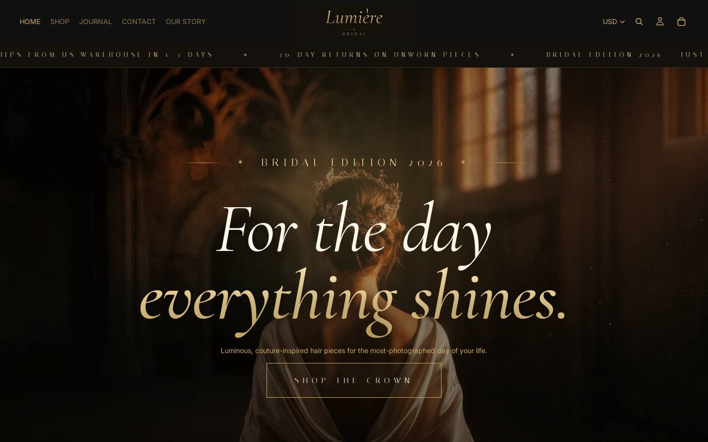 lumierebridal.com homepage screenshot