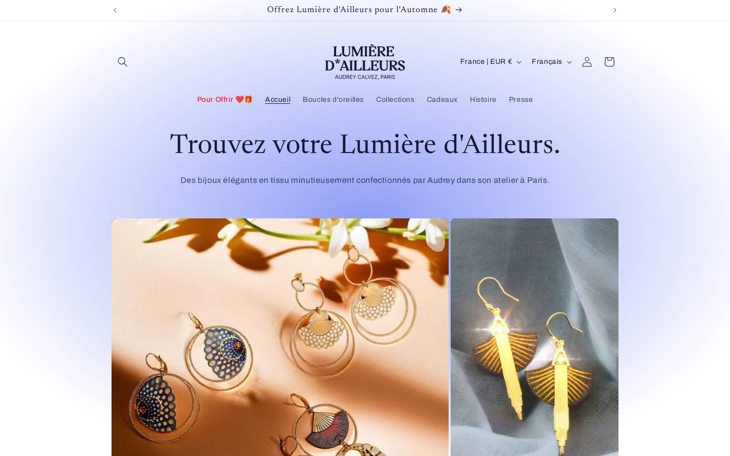 lumieredailleurs.com homepage screenshot