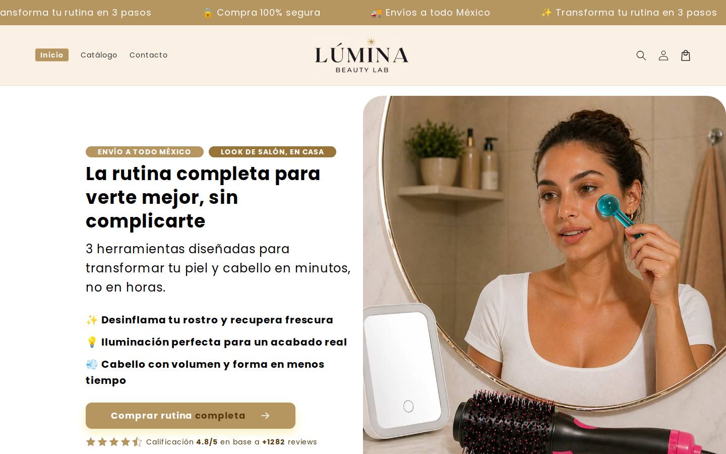 luminabeautylabs.com homepage screenshot
