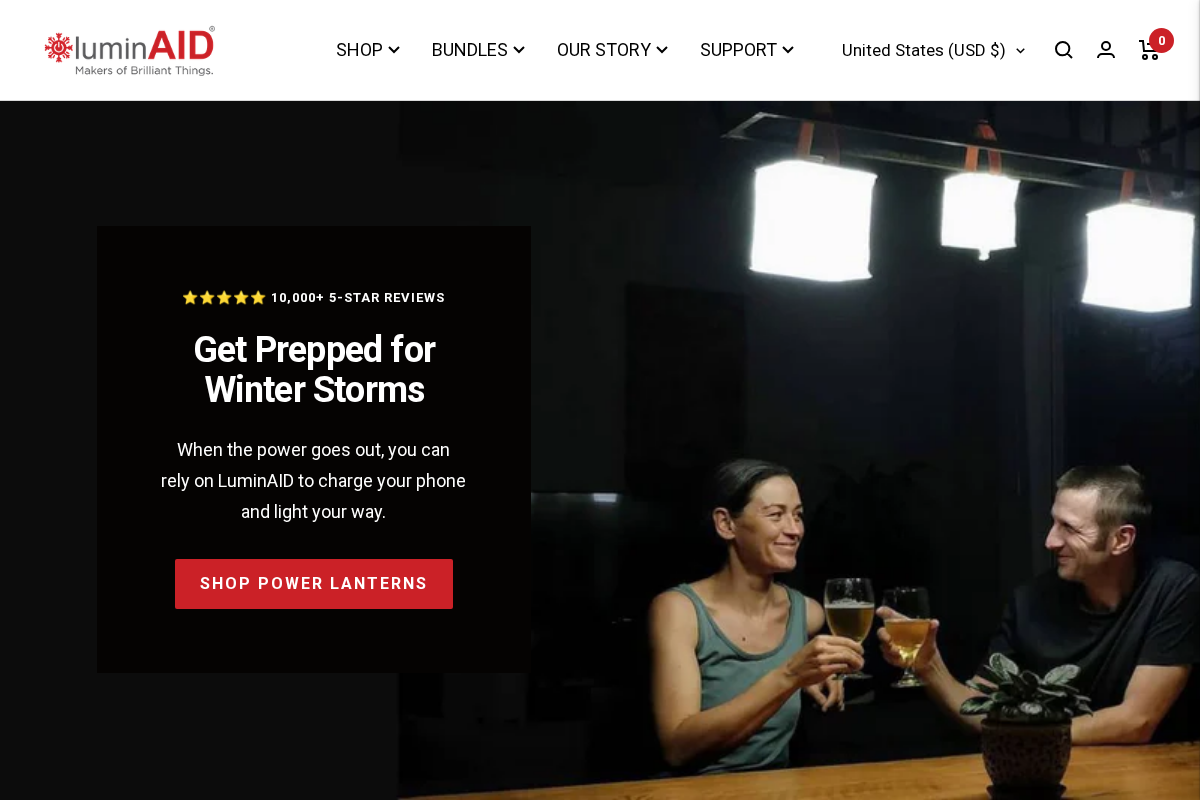 LuminAID homepage screenshot