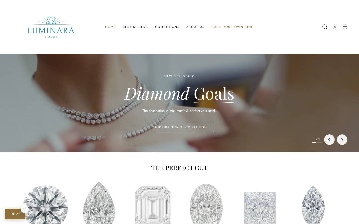 luminaradiamonds.com homepage screenshot