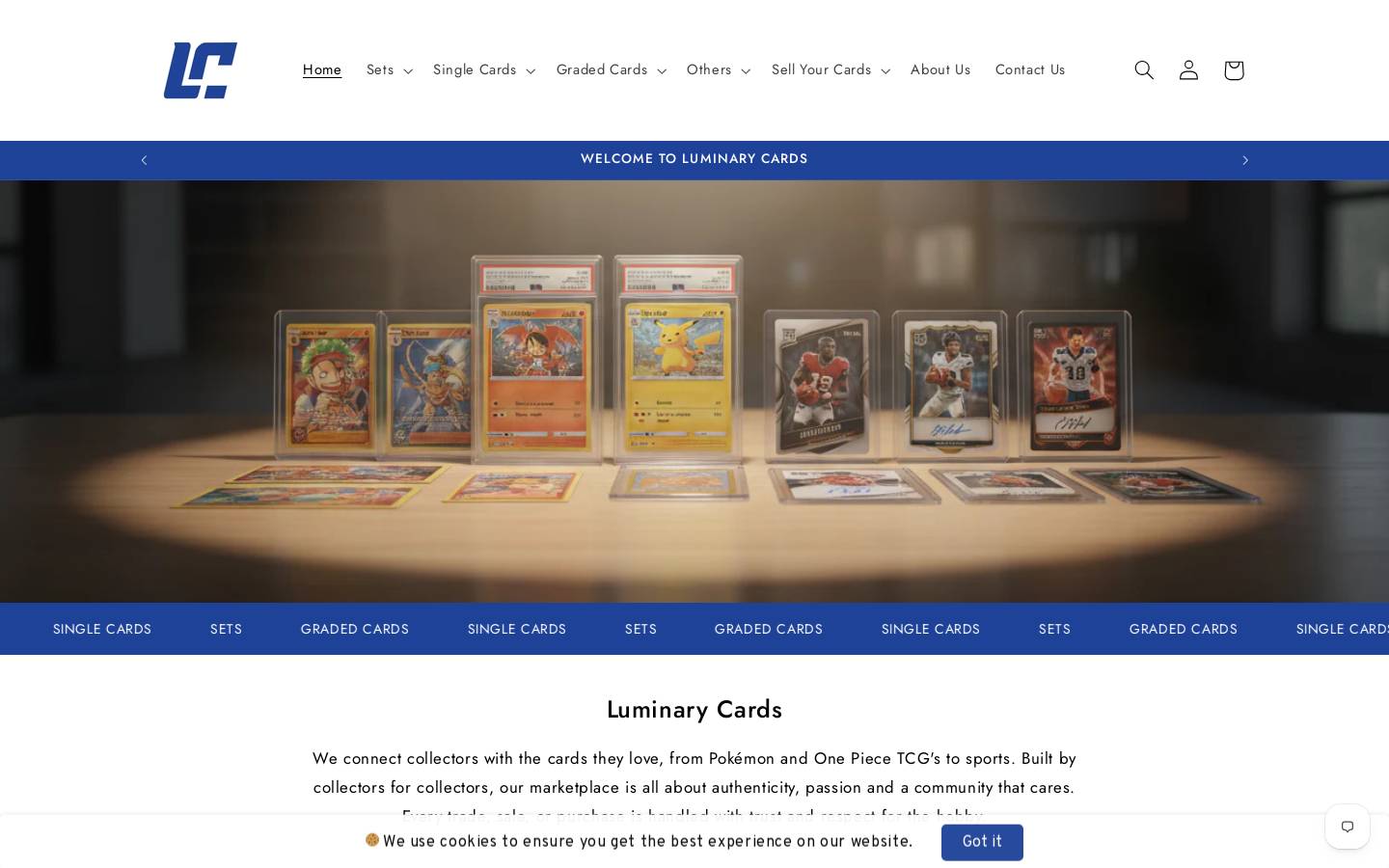 luminarycards.com homepage screenshot