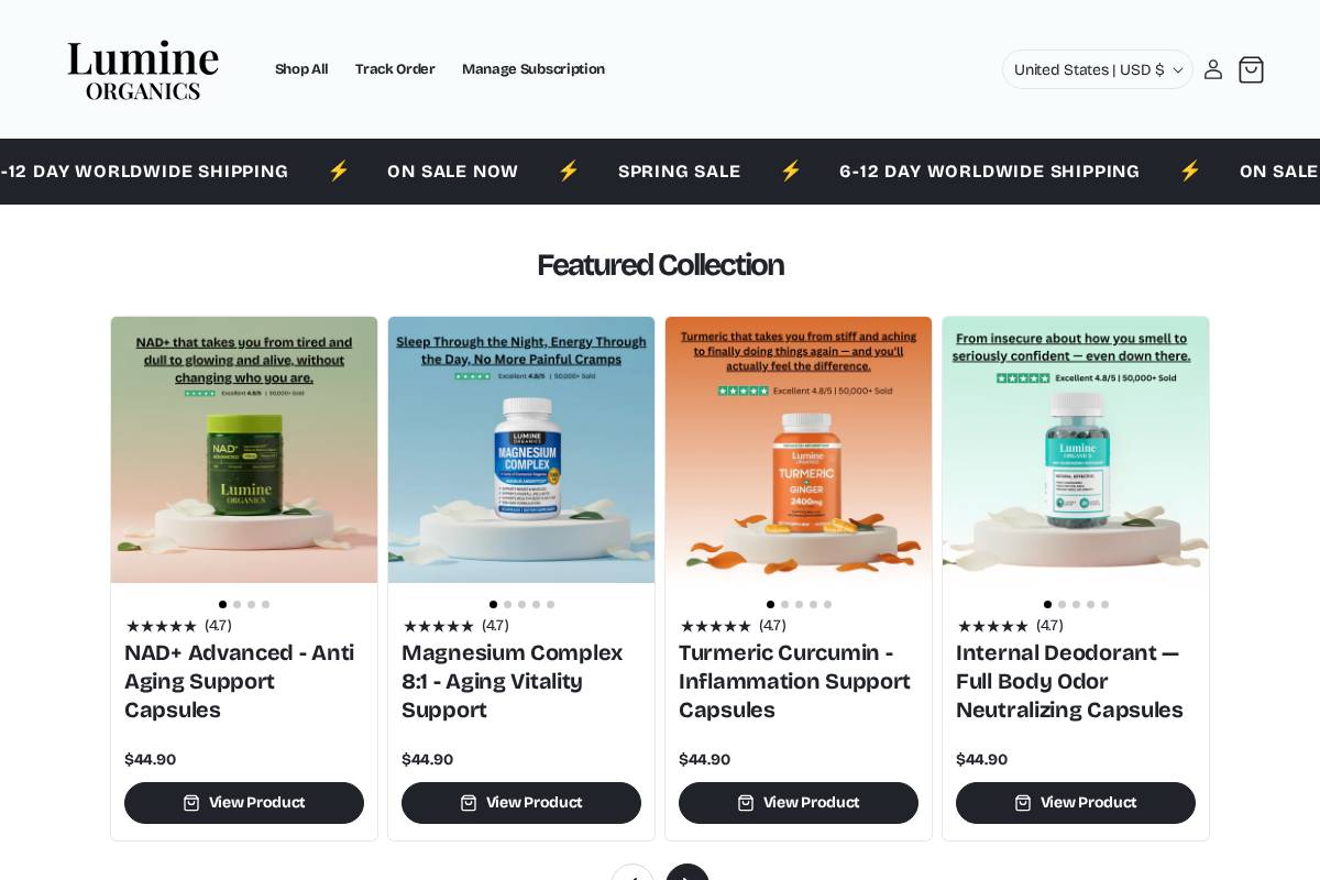 Lumineorganics homepage screenshot