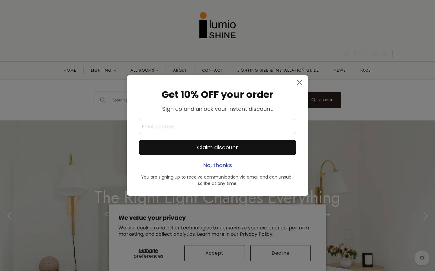 Lumioshine homepage screenshot