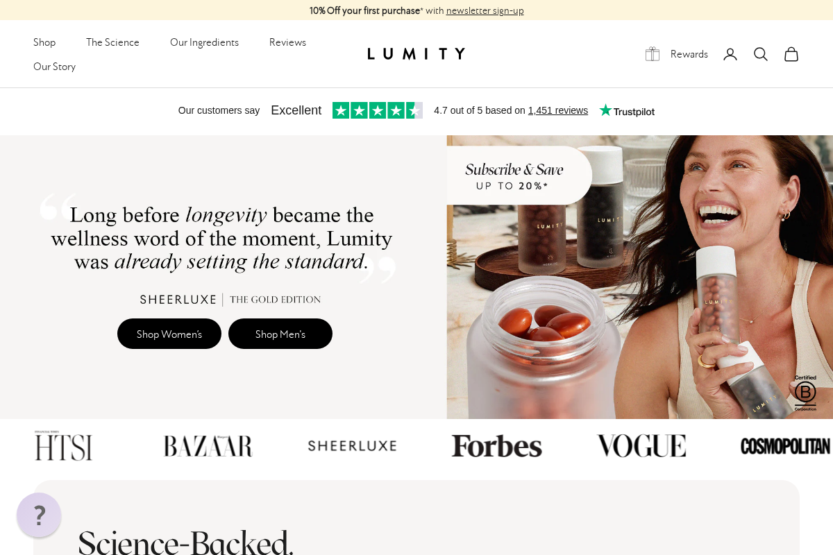 Lumity UK homepage screenshot