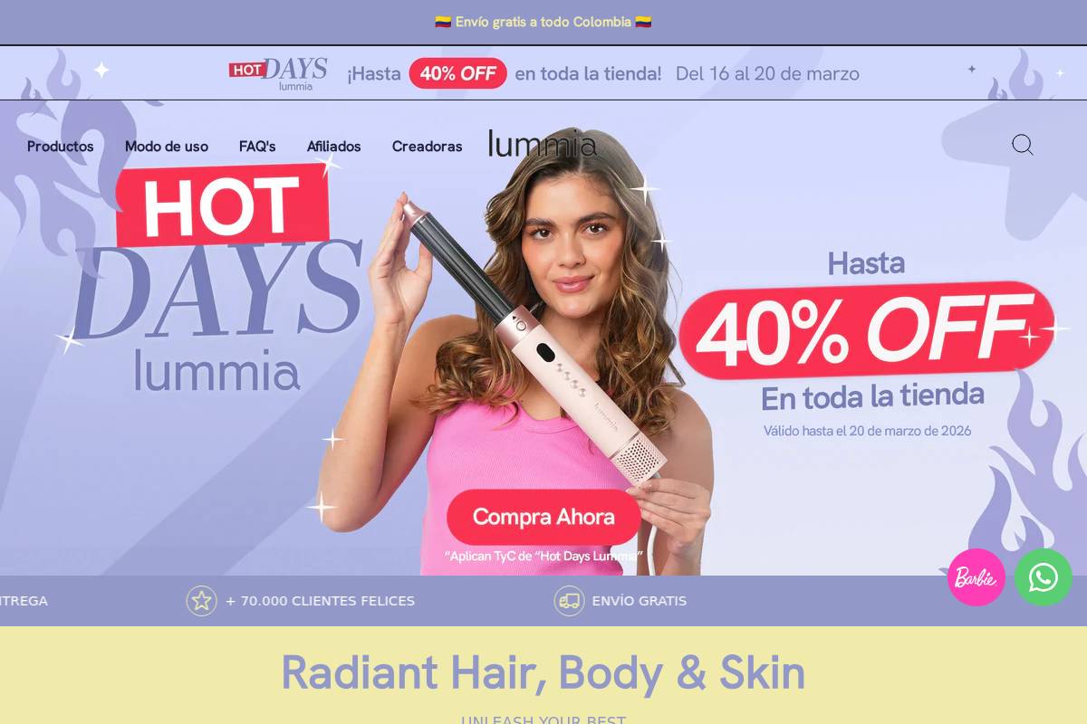 lummia.com.co homepage screenshot