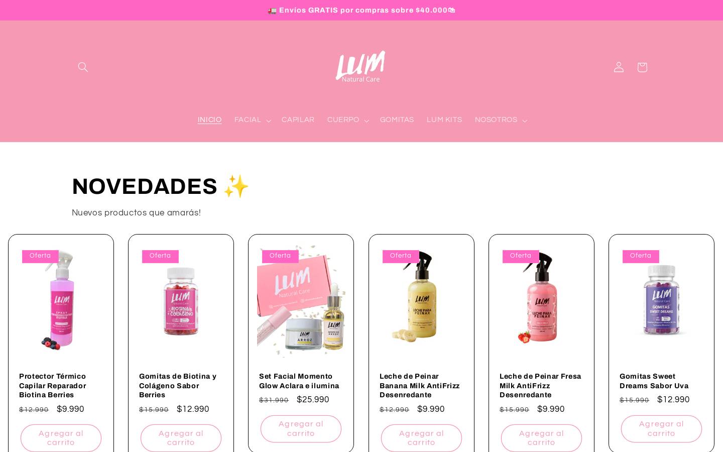 lumnaturalcare.cl homepage screenshot