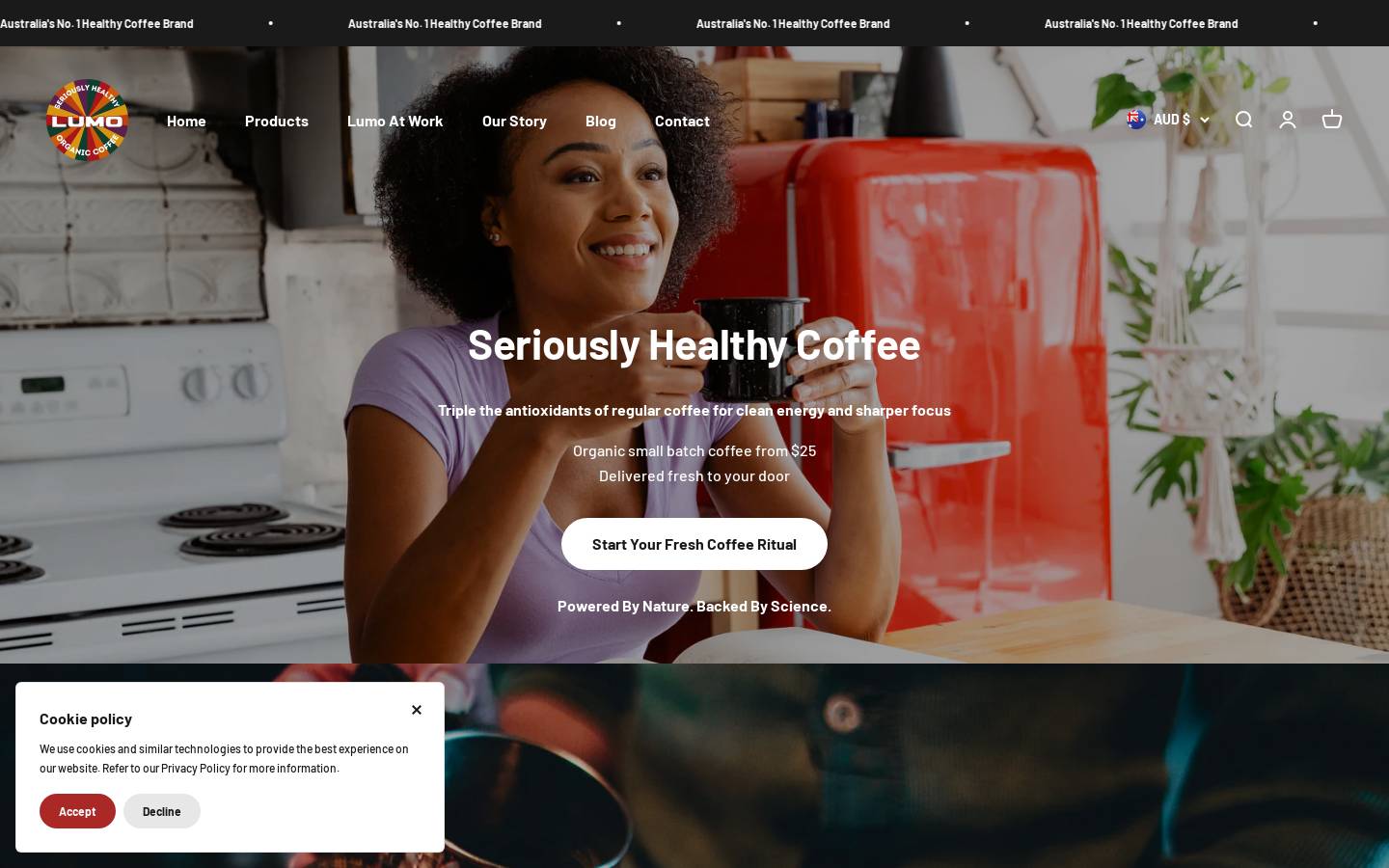 Lumo Coffee homepage screenshot