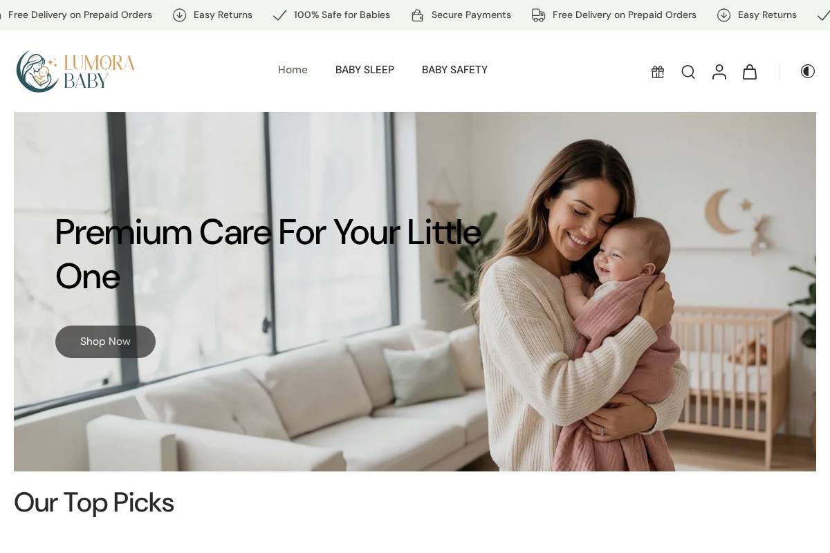 lumorababy.com homepage screenshot