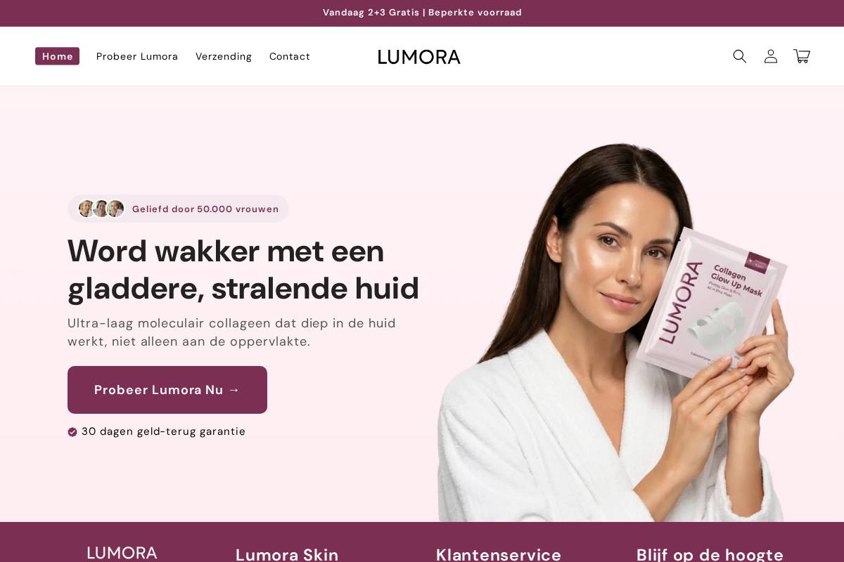 lumoraskin.be homepage screenshot