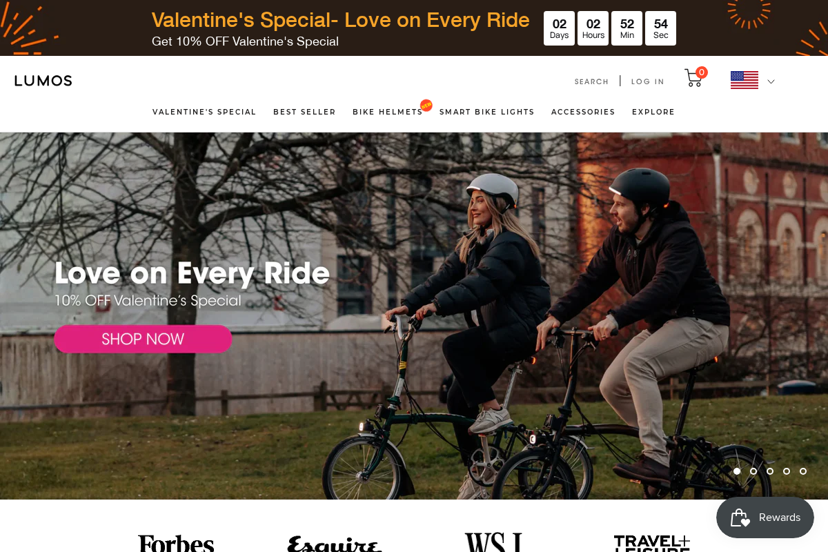 Lumos Helmet homepage screenshot