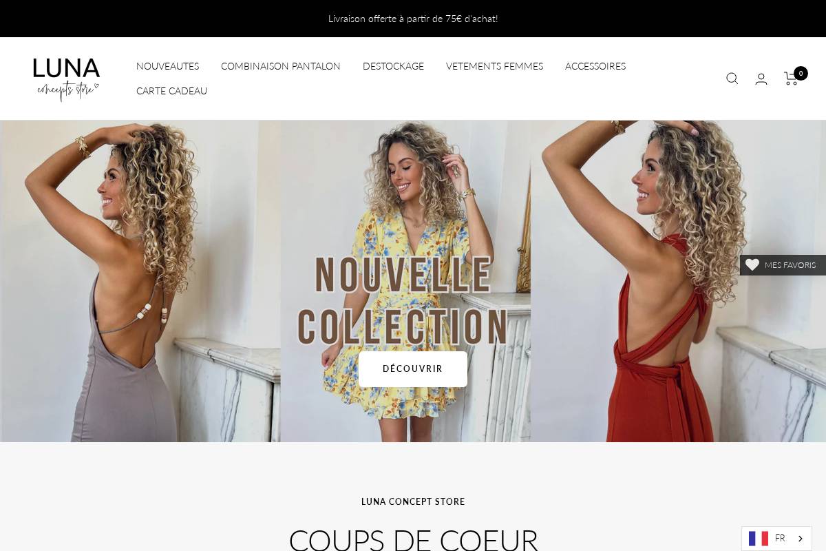 Luna Concept Store homepage screenshot