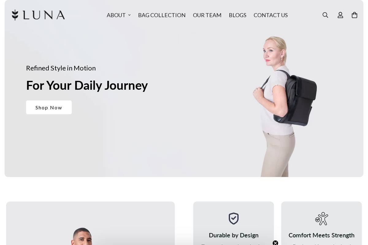 lunabags.com homepage screenshot