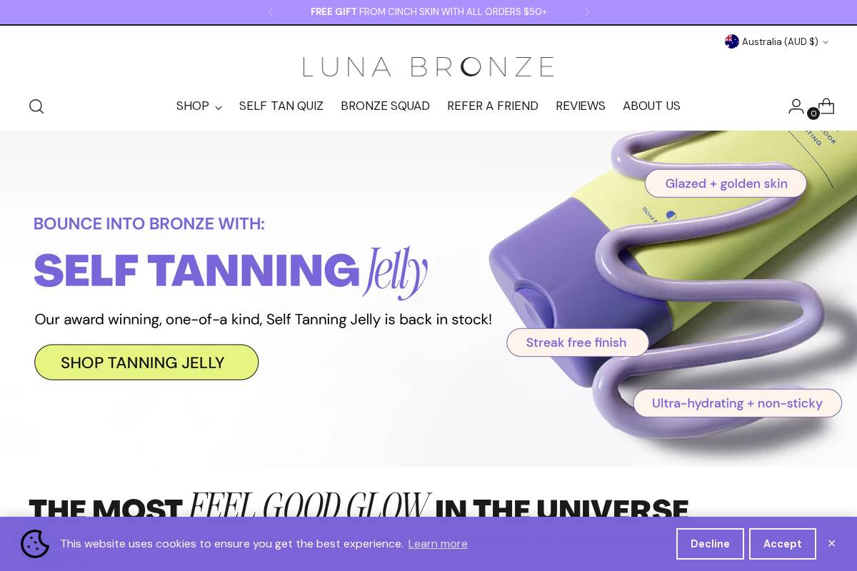 lunabronzetanning.com homepage screenshot