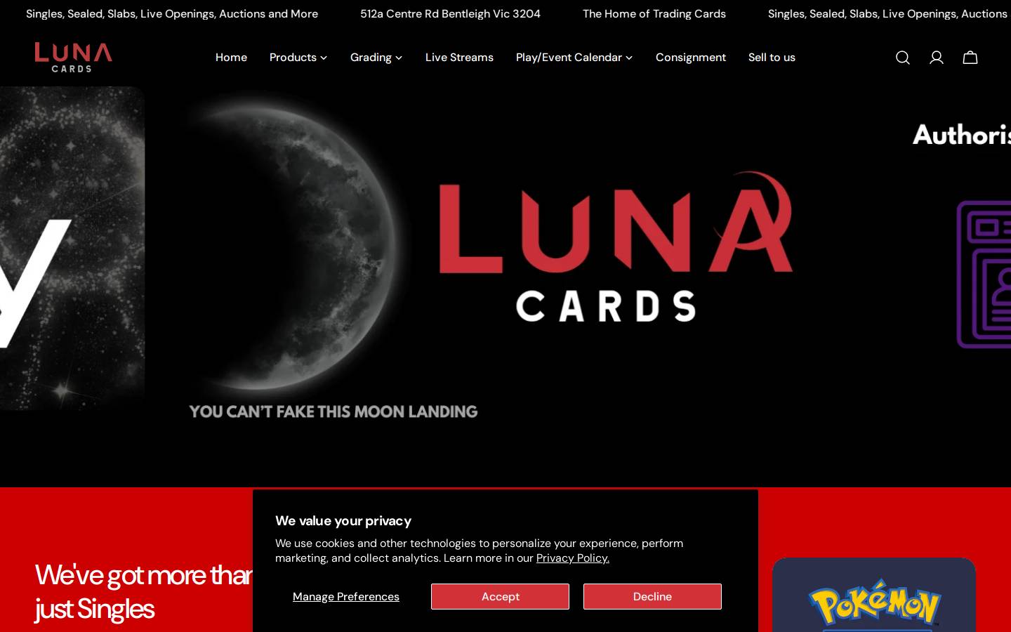lunacards.com.au homepage screenshot