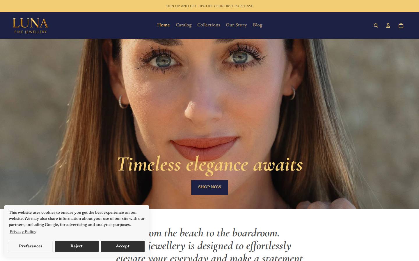 lunacollection.co homepage screenshot