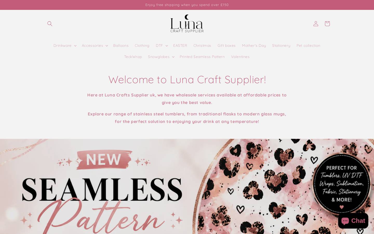 lunacraftsupplieruk.com homepage screenshot