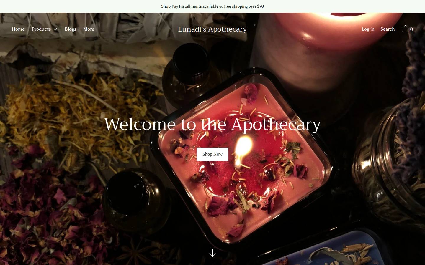 lunadisapothecary.com homepage screenshot