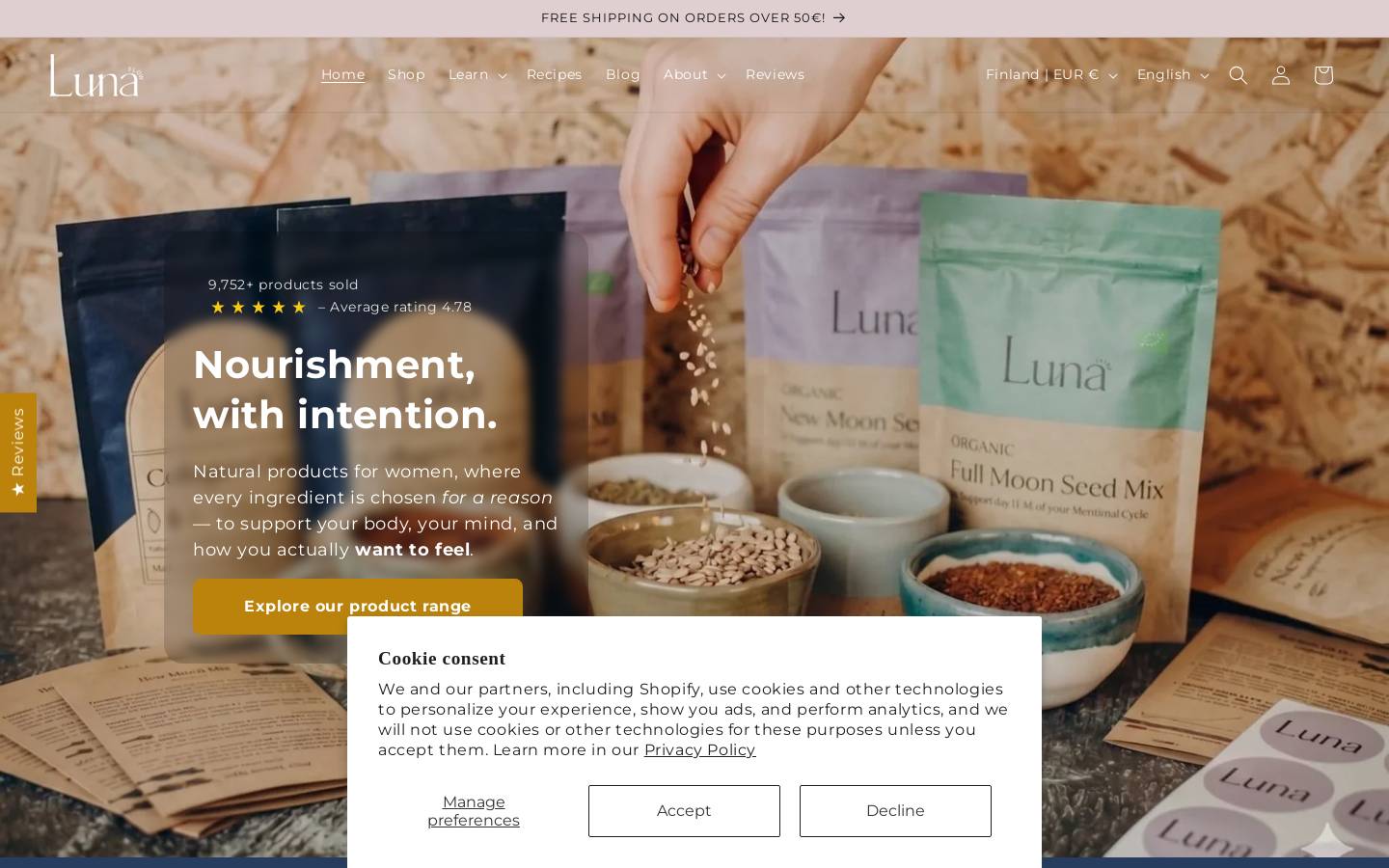 lunaflow.store homepage screenshot
