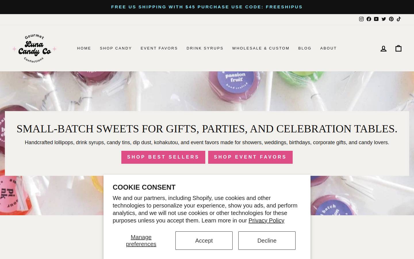 lunalollies.com homepage screenshot
