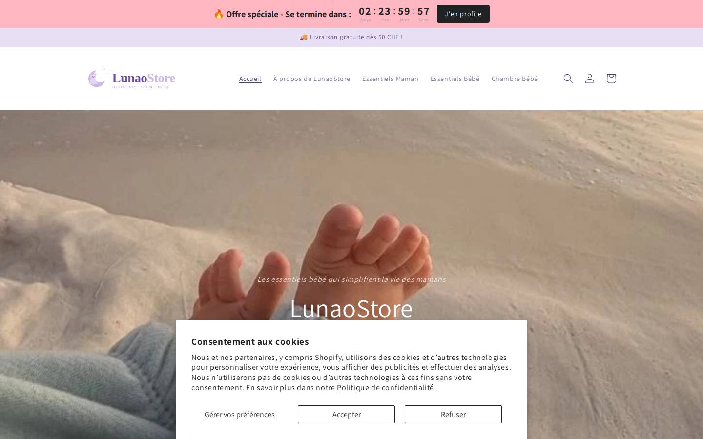 lunaostore.com homepage screenshot